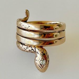SOLD*Victorian 10k Diamond Snake Ring 6.8g